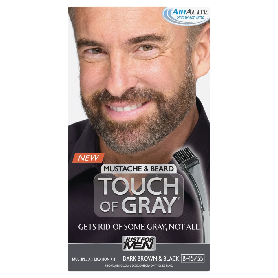 Just For Men Touch Of Gray Mustache & Beard, Easy BrushIn Facial Hair