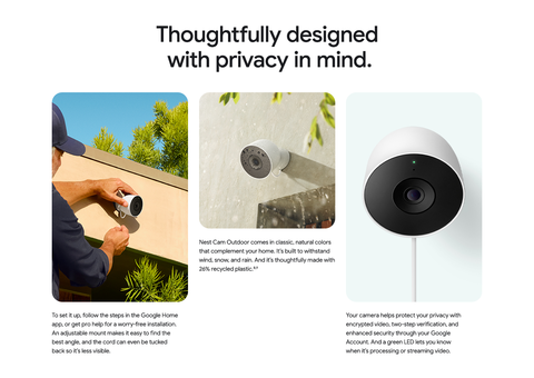 Google Nest 2-Pack Outdoor Smart Security Camera in Snow (2rd Gen)