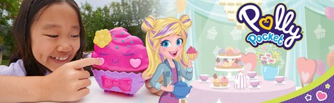 Polly Pocket Something Sweet Cupcake Compact Playset with 2 Micro Dolls &  Accessories, Travel Toys