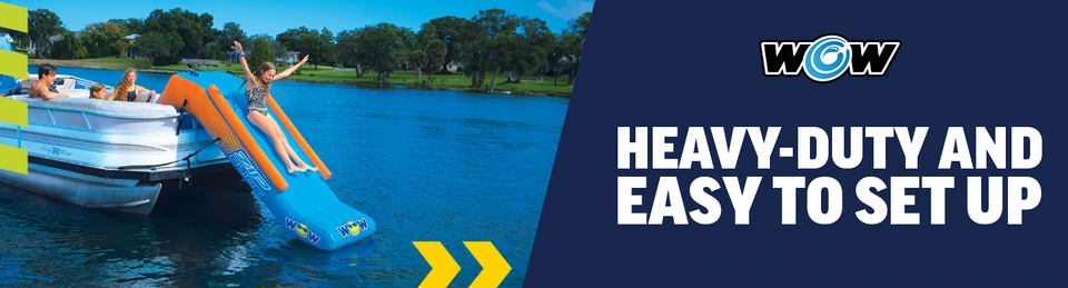 Pool Slide WOW Sports Pontoon Zip Slide Heavy Duty Inflatable