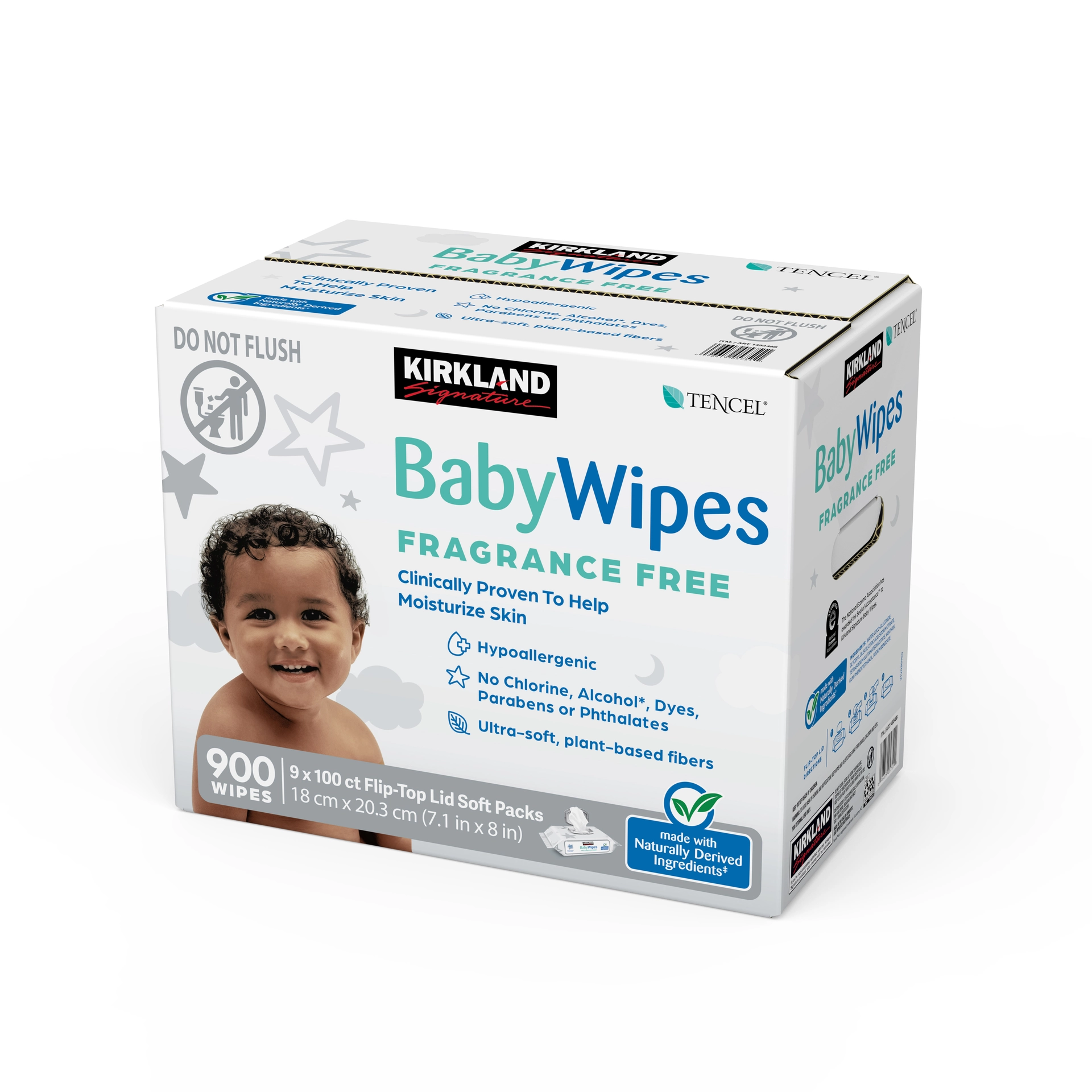 Kirkland Signature Fragrance-Free Baby Wipes, PFAS-free and eco-friendly.