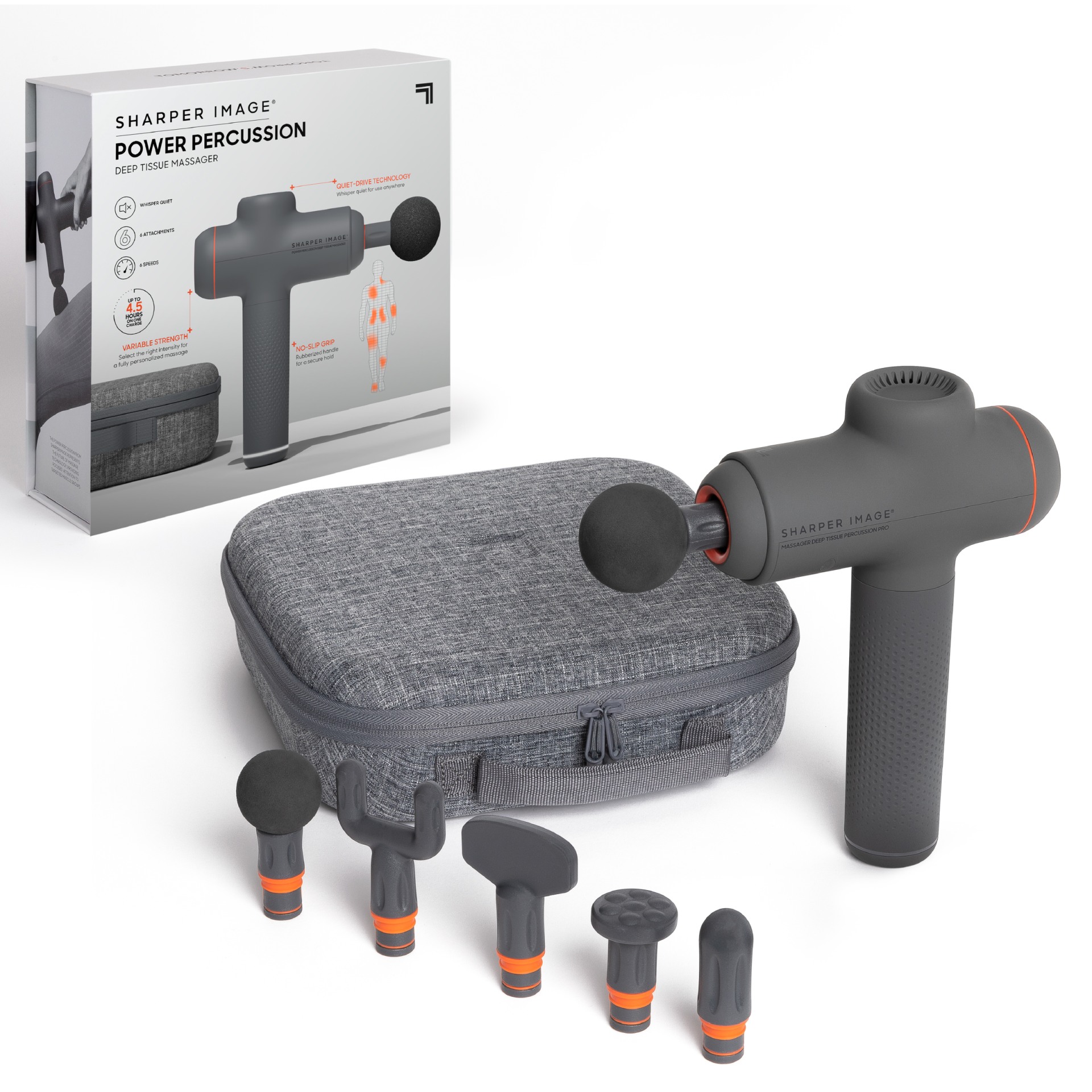 Sharper Image Deep Tissue Percussion Pro Massager with 5 Attachments ...