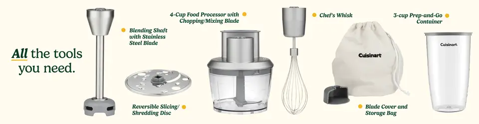 Image of the parts that come with the Immersion Blender