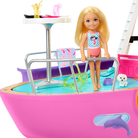 Barbie Barco com piscina e toboágua, Dream Boat Playset inclui mais de