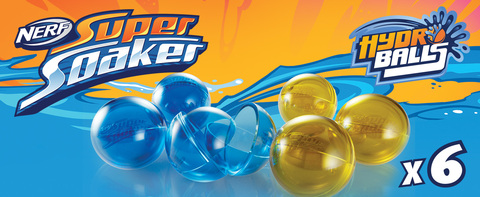 Balls Reusable Hydro 6-Pack, Super Soaker Balls Water-Filled Nerf