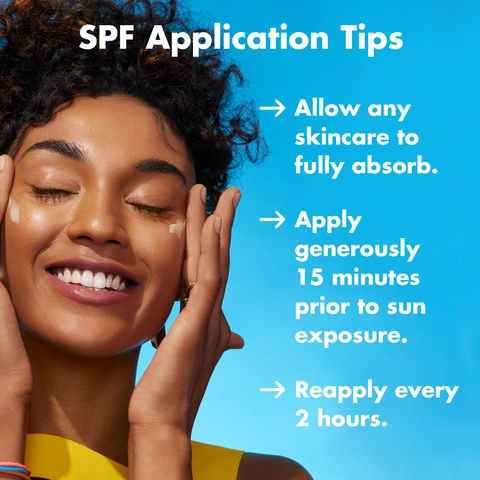 Education image explaining SPF Application Tips