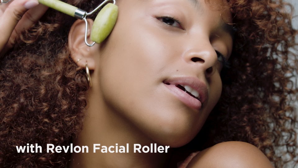 thumbnail video image 2 of Revlon Jade Stone Facial Roller, Dual-Sided Face Massager to Cool and De-Puff, Jade, 1 count, 2 of 6