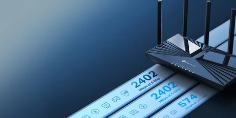 TP Link Archer Tri-Band 6-Stream Wi-Fi 6E Router in Black | NFM