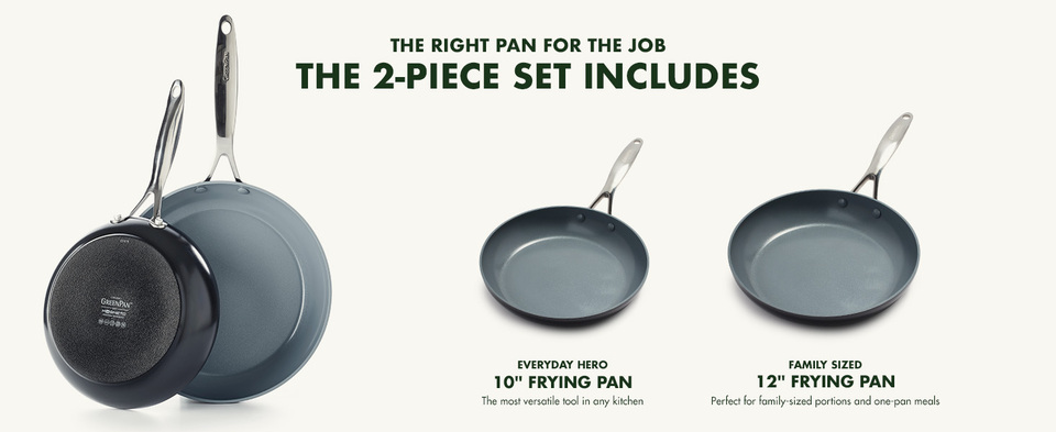 Greenpan® Valencia Pro Ceramic Nonstick 2-Piece Stackable Fry Pan Set -  Large