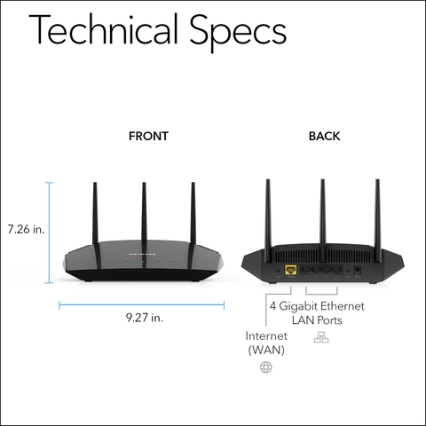 NETGEAR Nighthawk AX3000 Dual Band Wi Fi 6 Router Black RAX36S