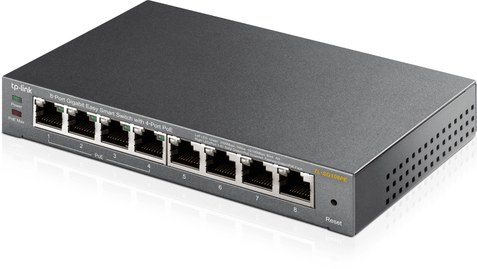 TP-LINK 8-Port Gigabit Easy Smart Switch w/ 4-Port PoE - Micro Center