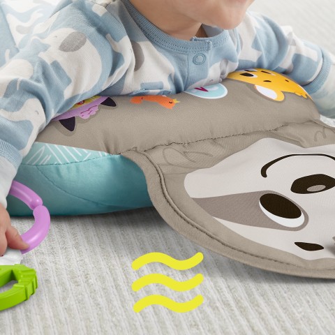 Fisher-Price Grand Tapis d'éveil et coussin d'appui Girafe, tapis musical  d'activités pour bébé, adapté au jeu à plat ventre, dès la naissance, GMG07