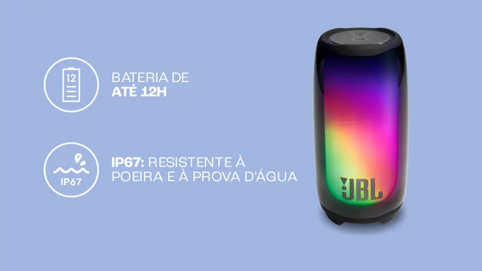 Caixa de Som Bluetooth JBL Pulse 5 IP67, À Prova D'água | Preto