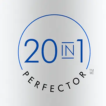 Title within an elegant circle reads: 20-in-1 perfector™