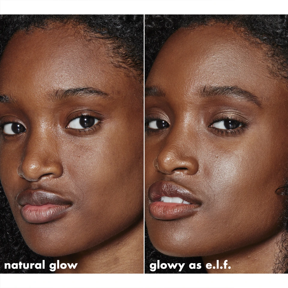 Model before and after using Halo Glow Liquid Filter