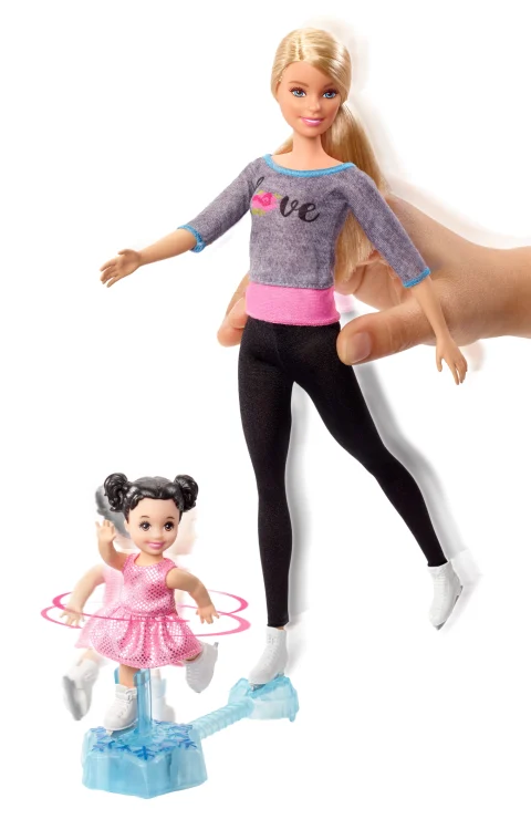 Barbie Ice-Skating Coach & Student Doll with Turning Mechanism