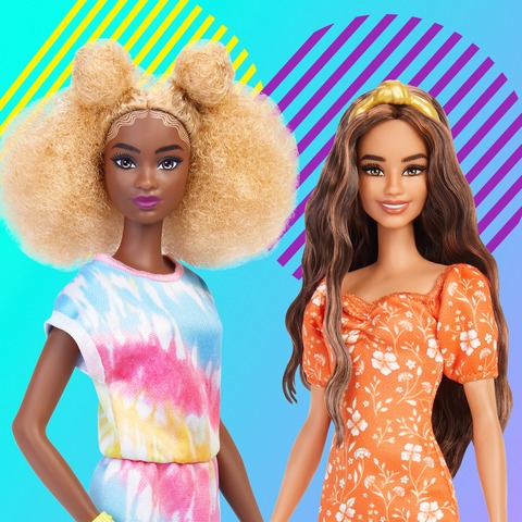 Barbie Fashionistas Doll #180, Tall with Blonde Afro in Tie-dye