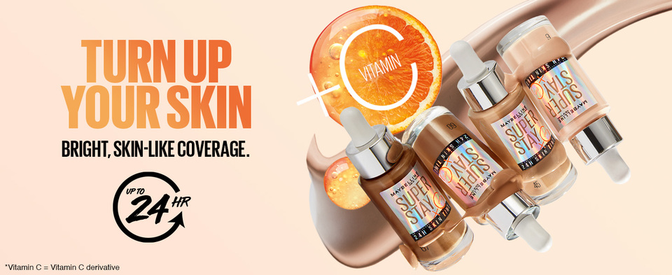 Maybelline Super Stay Up to 24HR Skin Tint, Radiant Light-to-Medium  Coverage Foundation, Makeup Infused With Vitamin C, 110, 1 Count
