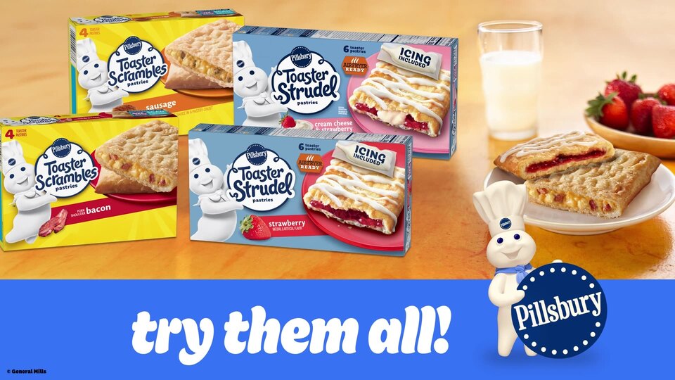 thumbnail video image 2 of Pillsbury Frozen Toaster Strudel Pastries, Apple, 6 Ct, 11.7 oz, 2 of 9