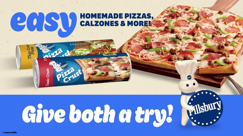 thumbnail video image 2 of Pillsbury Thin and Crispy Pizza Crust Dough, Refrigerated Canned Dough, 8 oz., 2 of 14