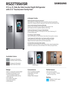 22 Cu. ft. Counter Depth Side-By-Side Refrigerator with Touch Screen Family Hub in Stainless Steel