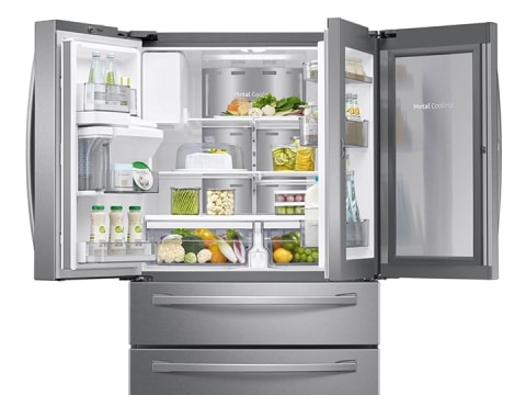 Rf28r7351sr Samsung 36 French Door Refrigerator With High Efficiency Led Lighting And Wi Fi Stainless Steel