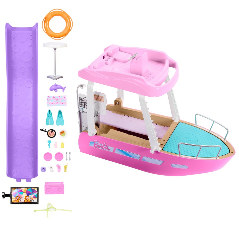 Barbie Barco com piscina e toboágua, Dream Boat Playset inclui mais de