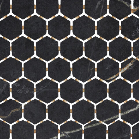 Mohawk Perpetuo 1-1/2&quot; Hexagon Infinite Black Matte Marble Visual Mosaic