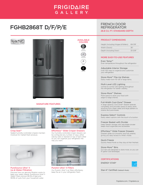 Frigidaire Gallery FGHB2868TF 26.8 Cu. Ft. Stainless French Door