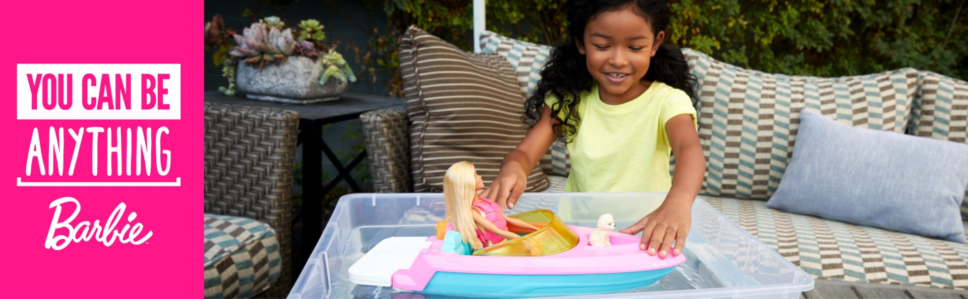 barbie boat with puppy and accessories