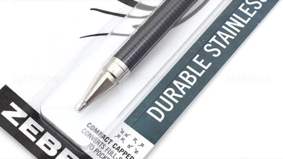 Zebra V301 Stainless Steel Fountain Pen with Bonus Refill, Fine Point