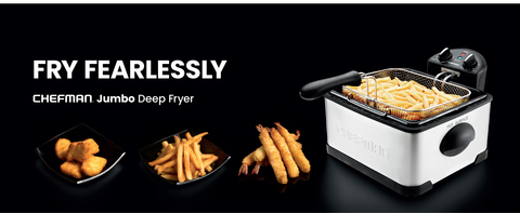 Chefman 4.5 Liter Deep Fryer w/Basket Strainer, XL Jumbo Size, Adjustable  Temperature & Timer, Perfect for Fried Chicken, Shrimp, French Fries, Chips