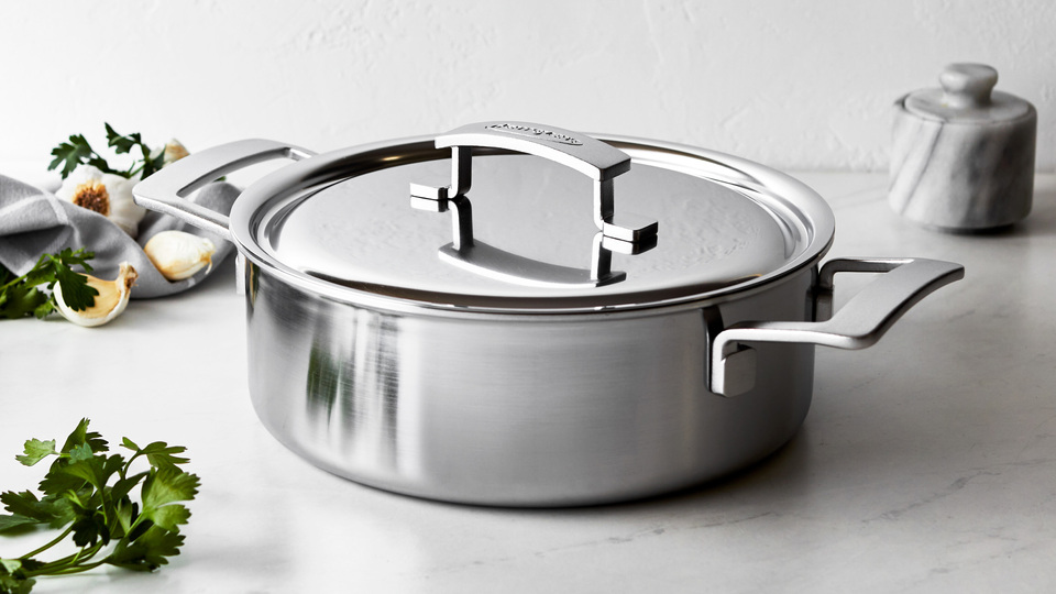 thumbnail video image 2 of Demeyere Industry 5-Ply 4-qt Stainless Steel Saucepan, 2 of 3