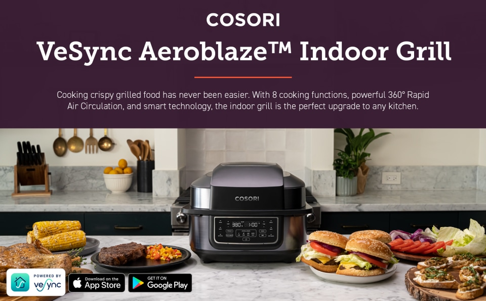 COSORI Indoor Grill Electric Smokeless Grill Indoor & Smart XL Air Fryer  Combo