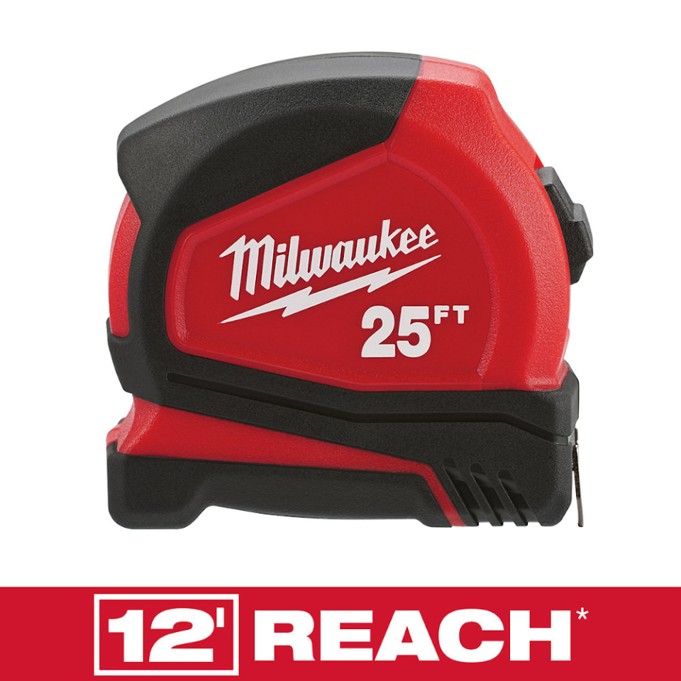 Milwaukee Tool - Tape Measure: 25' Long, 1–5/16 Width, Yellow Blade -  20759163 - MSC Industrial Supply