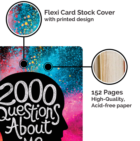 Piccadilly 2000 Questions About Me Guided Journal Cardstock