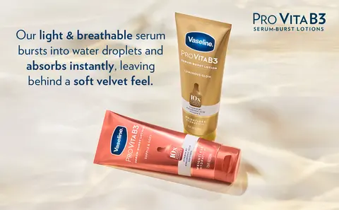 Two Vaseline serum-burst lotions on silky fabric