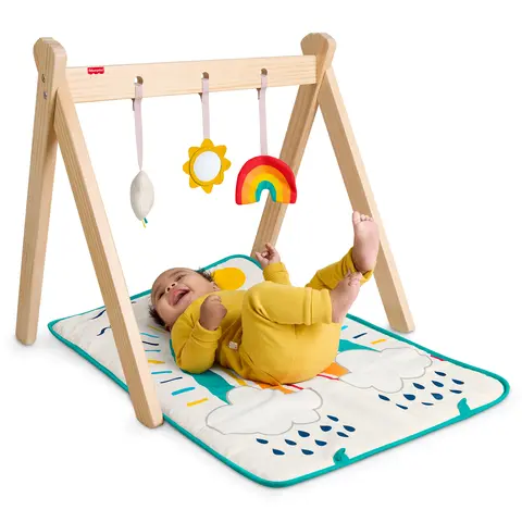 Fisher-Price Wooden Activity Gym, Wood Frame with 3 Sensory