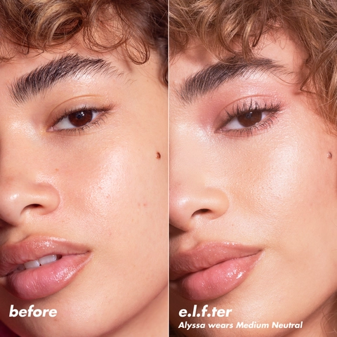 Alyssa wears Medium Neutral in Halo Glow Powder Filter