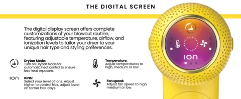 digital screen offers complete customizations including drybar mode