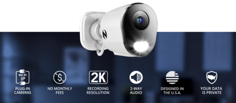 Wi-Fi IP Plug In 2K HD Deterrence Camera with 2-Way Audio and
