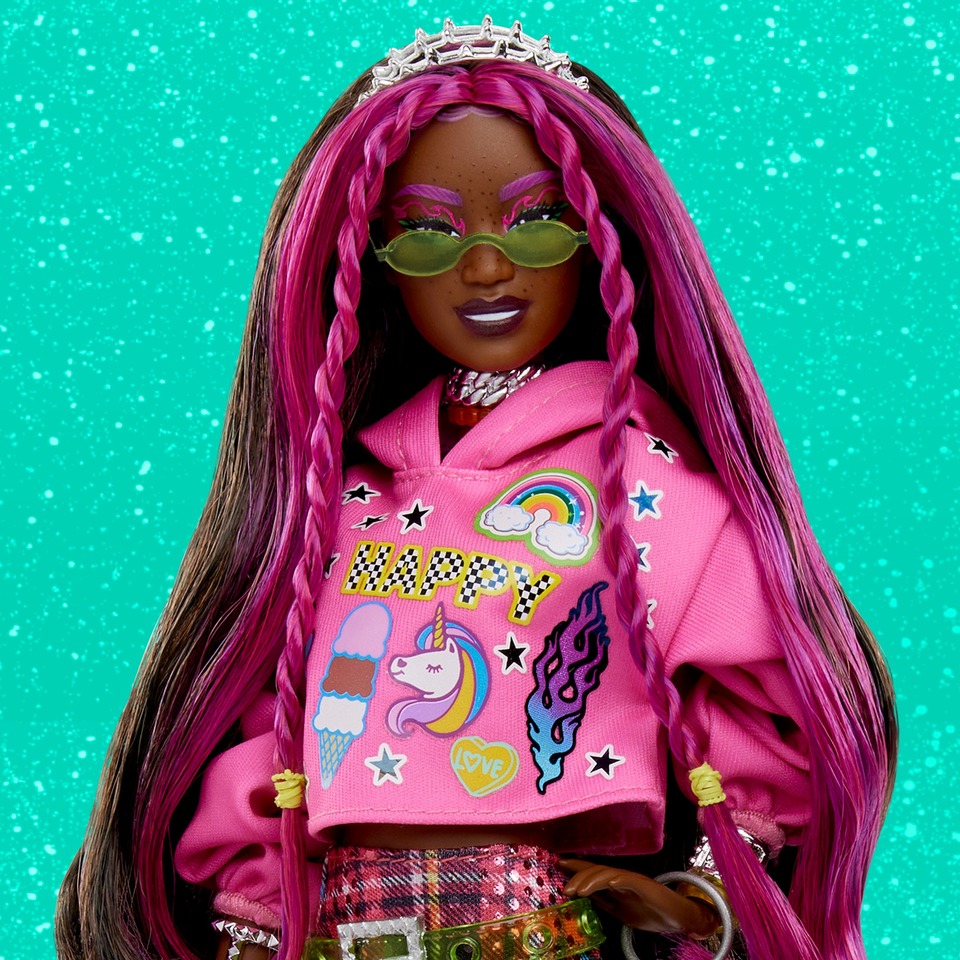 Barbie Extra Poseable Fashion Doll with PinkStreaked Hair