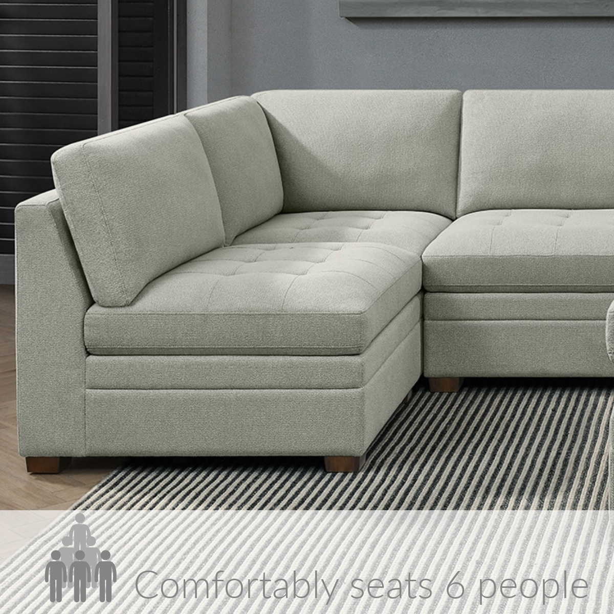 Thomasville Tisdale Boucle Modular Sectional w Storage Ottoman ...