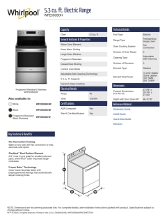 whirlpool range wfe550s0hz