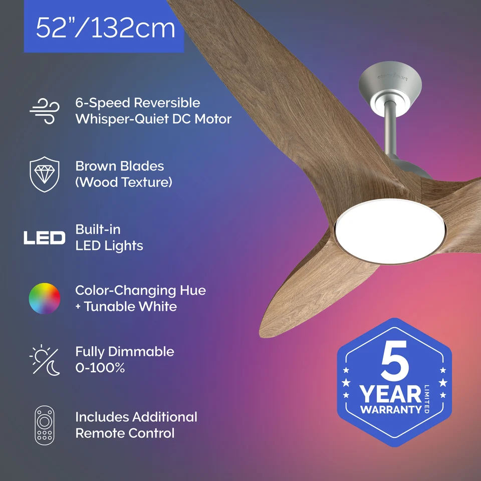 The Atomi Smart Indoor Ceiling Fan with main features