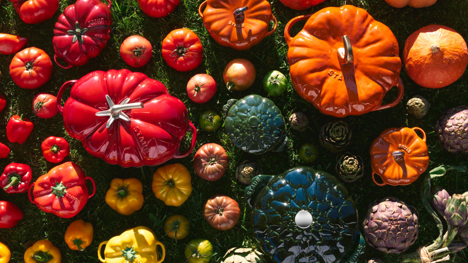 thumbnail video image 2 of Staub Cast Iron 3-qt Tomato Cocotte - Cherry, 2 of 10