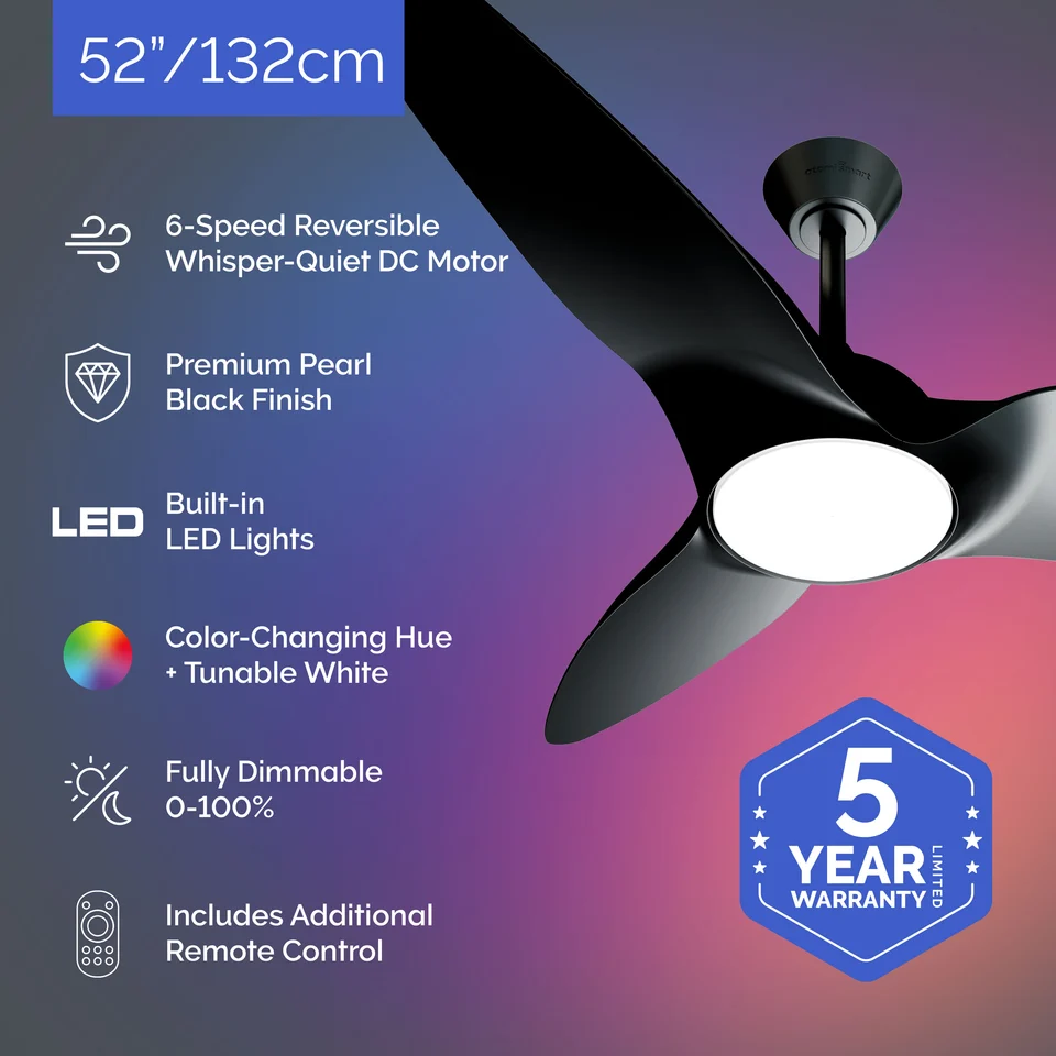 The Atomi Smart Indoor Ceiling Fan with main features