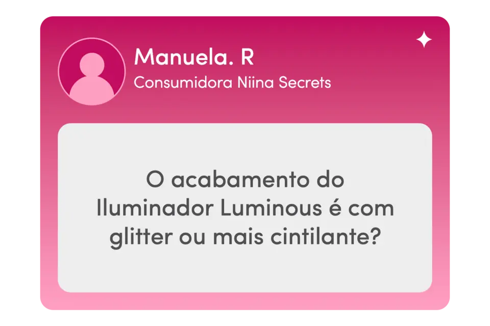 Box rosa de perguntas: O acabamento do Iluminador Luminous é com glitter ou mais cintilante?