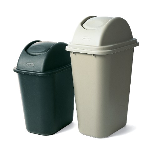 41 Quart Home or Office Plastic Wastebasket Black or Gray 41Q-BKGY (2 Pack)