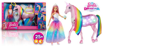 Soldes Barbie Dreamtopia licorne arc-en-ciel sons et lumière 2024